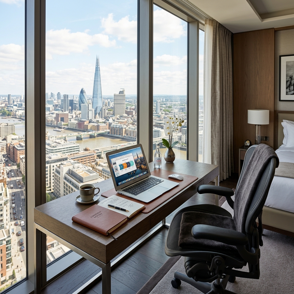 Hotel workspace for a work pause